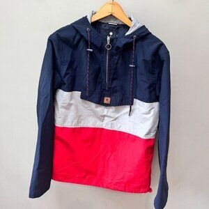 Faguo Color Block‎ Windbreaker Jacket Hooded Navy/White/Red Size S